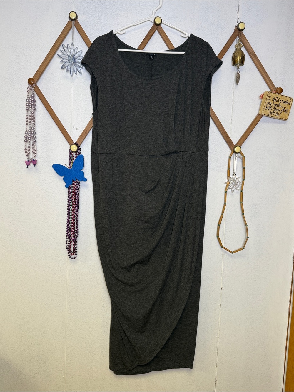 torrid Dark Charcoal Draped Midi Dress